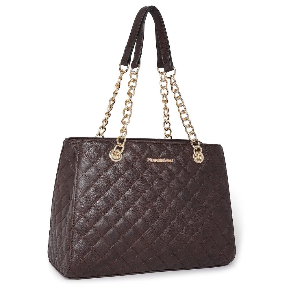 Tote Bag for Women Quilted Chain Handbags Shoulder Purse Coffee